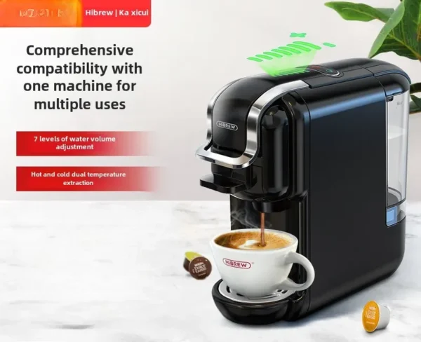 HiBREW H2B Coffee machine, Italian capsules, multi-compatible, fully automatic household small coffee powder integrated