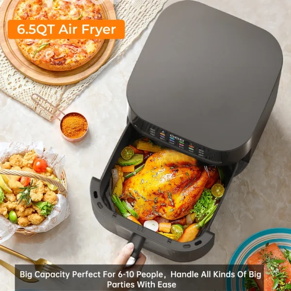 Air Fryer, ZUSBYI 6.5QT Air Fryer Oven With Visible Window, Digital Colorful Screen, 12 in 1 Customizable Functions, Up to 400°F - Image 5