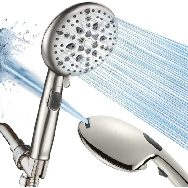 High Pressure 9 Functions Shower Head with handheld - Luxury Modern Chrome Look, Built-in Power Spray to Clean Corner - Image 3