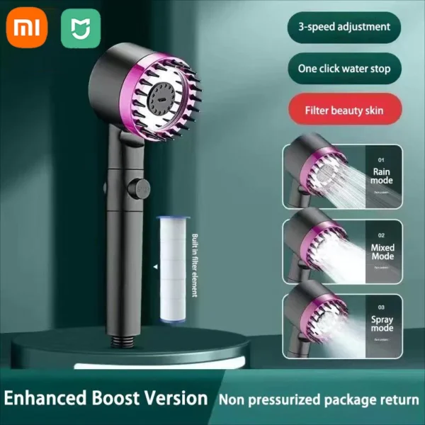 Xiaomi Mijia High Pressure Filter Shower Head 3-mode Adjustable Spray Massage Brush Rain Faucet Shower Set Bathroom Accessories - Image 14