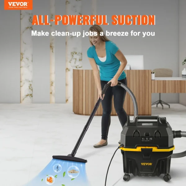 Wet Dry Vac ETL Listed Black 4 Gallon 5 Peak HP 3 in 1 Shop Vacuum with Blowing Function Clean Floor Upholstery - Image 2