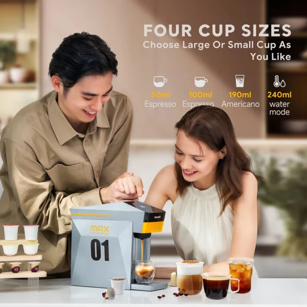 icafilas 5 in 1 Multiple Capsule Coffee Machine DG Cappuccino Nespresso Small Capsule Pod KCUP Ground Coffee Tea Cafeteria 19Bar - Image 4