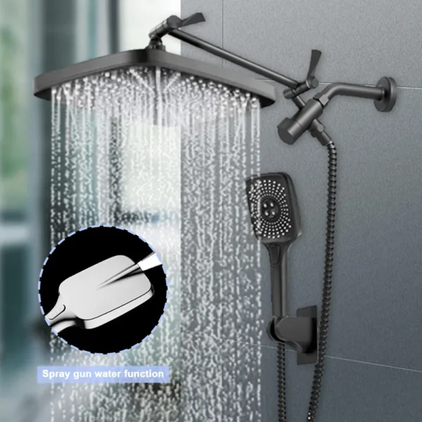 12 Inch Ceiling Rain Shower System Adjustable Hand Shower Head Shower Set with Extension Arm In Wall Shower System - Image 2