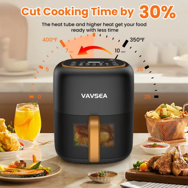 VAVSEA 10-in-1 Air Fryer with Clear Window, 1600W Hot Airfryer Oven with Digital LED Touch Screen, and Non-Stick Basket,6.5QT, - Image 6