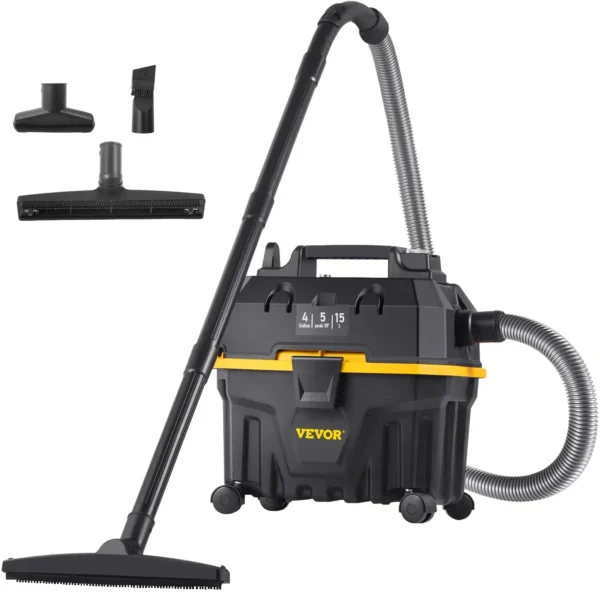 Wet Dry Vac ETL Listed Black 4 Gallon 5 Peak HP 3 in 1 Shop Vacuum with Blowing Function Clean Floor Upholstery