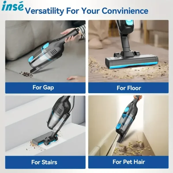 INSE R6 Corded Ultra-Lightweight Bagless Upright Vacuum, 15KPa Suction with 600W Motor,for Home Hard/Floor Carpet/Pet Hair/Car - Image 4