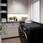 Washer Dryer Countertop Melamine Countertop with Edge Rails - 27.5" Depth X 54" Width Laundry Room Organization
