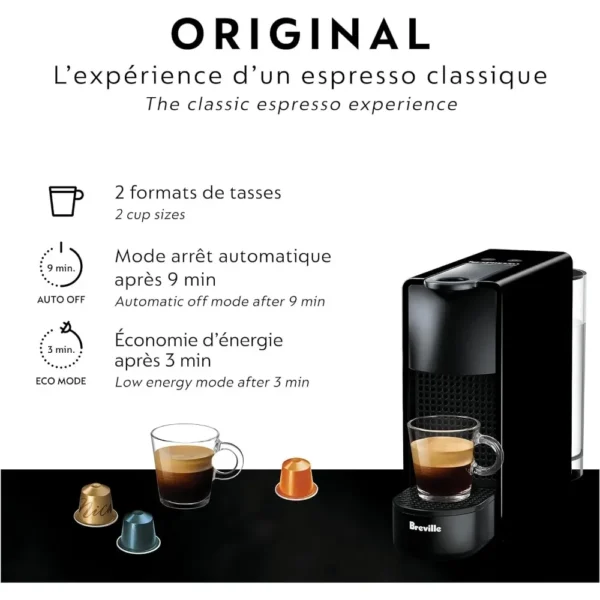 Essenza Mini Espresso Machine Italian Coffee Machine 0.6 Liters Piano Black Coffee Makers of Capsules Maker Capsule Kitchen Home - Image 3