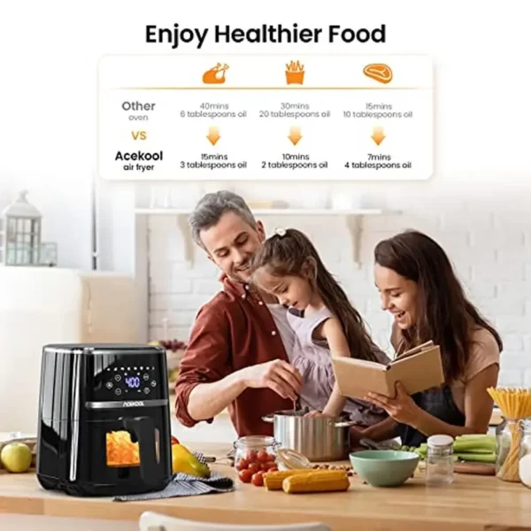 5 Quart Digital Air Fryer Toaster Oven Combo 8 Cooking Presets Oilless Cooker Visible Window_FREE Touch Screen_Easy Clean_UP - Image 5