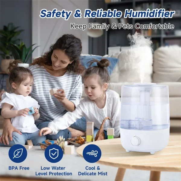 Air Humidifier 4L Mechanical Humidifier  Low Water Level Protection BPA Free Professional Large Capacity For Home Car USB - Image 2