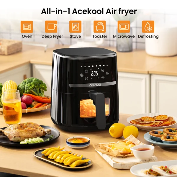 5 Quart Digital Display Air Fryer Toaster Oven Combo with 8 Cooking Presets Oilless Cooker,Visible Window,Dishwasher Safe Basket - Image 2