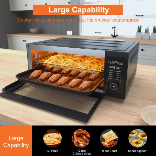 1800W Air Fryer Toaster Oven, Fabuletta 10-in-1 Countertop Convection Air Fryer Oven,Flip Up & Away Capability for Storage Space - Image 5