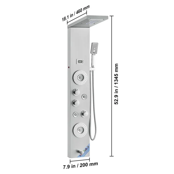 VEVOR Shower Panel System 4 Shower Modes Shower Panel Tower Rainfall Waterfall - Image 7