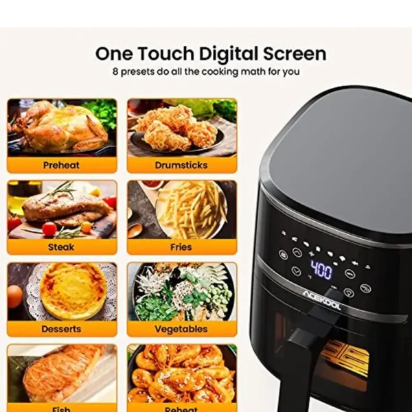 5 Quart Digital Air Fryer Toaster Oven Combo 8 Cooking Presets Oilless Cooker Visible Window_FREE Touch Screen_Easy Clean_UP - Image 3