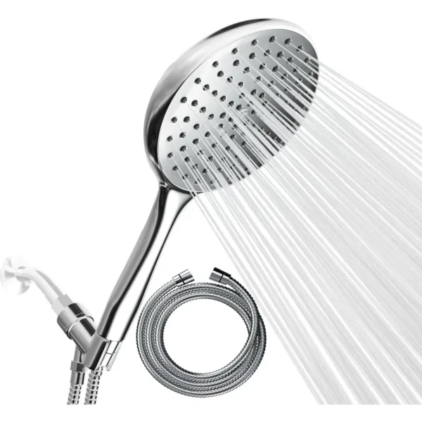 Luxury Rainfall Shower Head - Huge 6-Inch Head, Extra Long 6ft Hose & Adjustable Bracket - 1-Min Installation