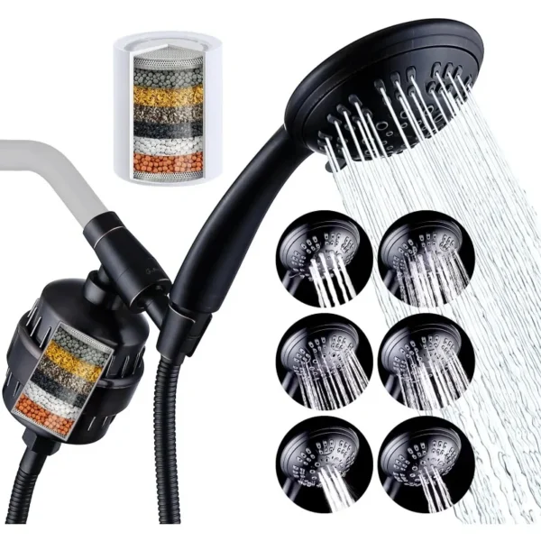 Luxury Handheld Shower Head, Shower Set 6 Spray Showerhead with Effective of 2 Cartridges, Adjustable Metal Bracket - Image 4