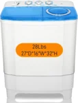 Compact Twin Tub Washing Machine 28Lbs Capacity for Apartments, RVs, Dorms - Washer 18Lbs Spinner 10Lbs Cycle Combo with Drain P