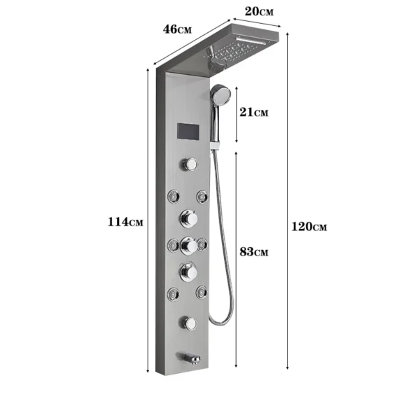 LED Light Bathroom Shower Faucet Set LED Rainfall Shower Panel System Bathtub Water Mixer Tap Massage SPA Temperature Screen - Image 6