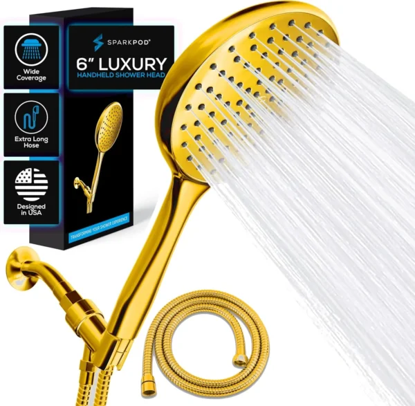 Luxury Rainfall Shower Head - Huge 6-Inch Head, Extra Long 6ft Hose & Adjustable Bracket - 1-Min Installation - Image 9