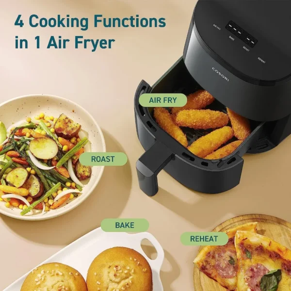 Mini Air Fryer 2.1 Qt, 4-in-1 Small Airfryer, Roast, Reheat, Low-noise, Nonstick and Dishwasher Safe Basket, 30 In-App Recipes - Image 2