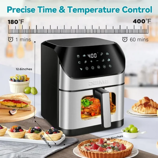 Air Fryer 6.2 QT Oilless 1500W Large Capacity Oven Air Fryers Healthy Cooker with 10 Preset, Visual Cooking Window - Image 3