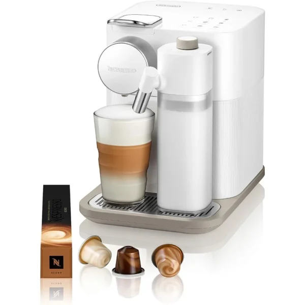 Espresso Machine With Milk Frother Coffee Capsules Maker Italian Capsule Kitchen Appliances Home, Fresh White