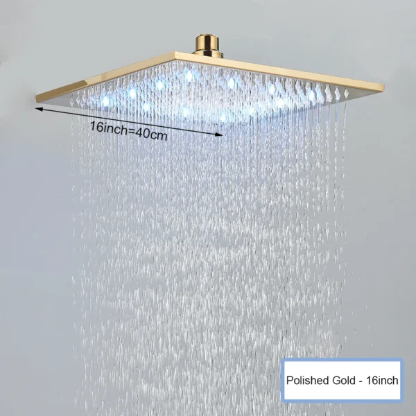 Black Ceiling Intelligent Remote Control LED Rainfall Waterfall Single Shower Head Concealed Shower Tap - Image 16