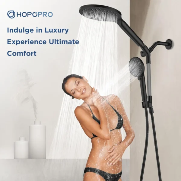 Dual Filtered Handheld Shower Heads Combo, 15-Mode High Pressure for Hard Water, Removes Chlorine, Improves Skin Hair Condition - Image 4