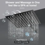 Shower Faucet Set 12" Black Rain Head Ceiling Mount with Handheld Spray High Pressure Bathroom Mixer Wall MountedRough-in Valve