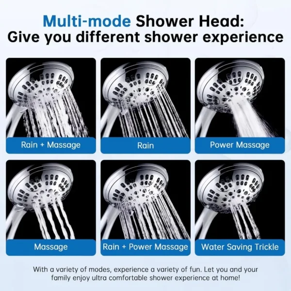 Luxury Handheld Shower Head, Shower Set 6 Spray Showerhead with Effective of 2 Cartridges, Adjustable Metal Bracket - Image 3