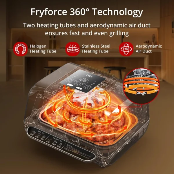 Indoor Grill Air Fryer/Griddle Combo With See Through Window, 4Qt  7-in-1 Smart Smokeless Electric Grill, Versatile Efficient - Image 5