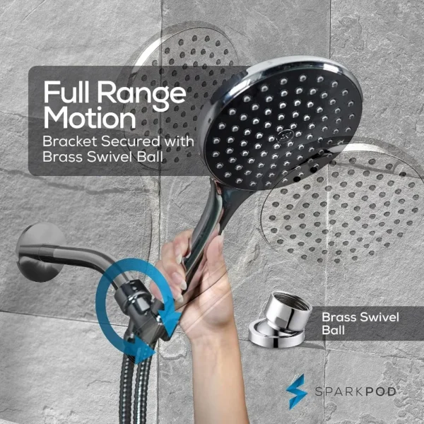 Luxury Rainfall Shower Head - Huge 6-Inch Head, Extra Long 6ft Hose & Adjustable Bracket - 1-Min Installation - Image 6