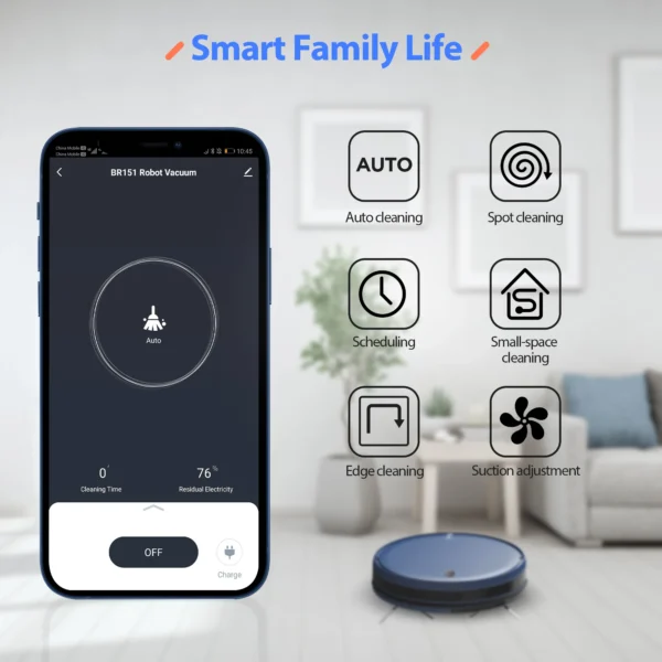 GOOVI BR151 Robot Vacuum Cleaner 4500Pa Strong Suction 2500mAh Battery 3in1 Mopping Sweeping Suction Smart Home Support Wifi - Image 2