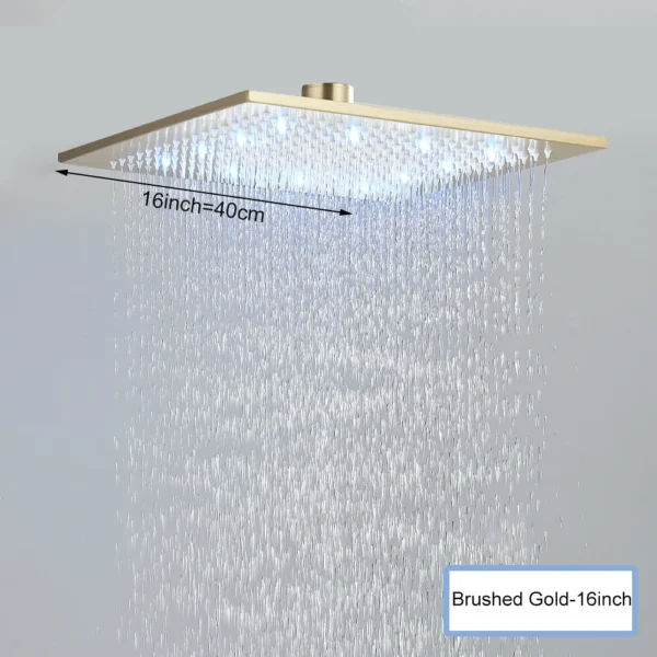 Black Ceiling Intelligent Remote Control LED Rainfall Waterfall Single Shower Head Concealed Shower Tap - Image 14