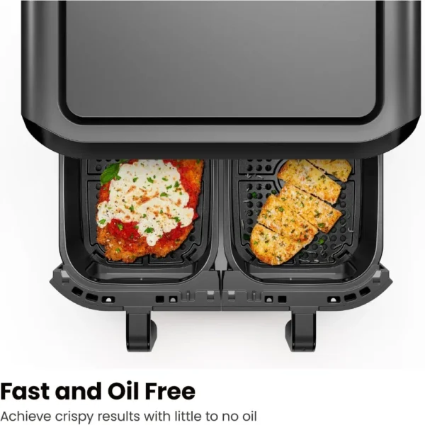 6 Quart Dual Basket Air Fryer Oven with Easy View Windows, Sync Finish, Hi-Fry, Auto Shutoff, 2 Independent 3Qt Nonstick - Image 5