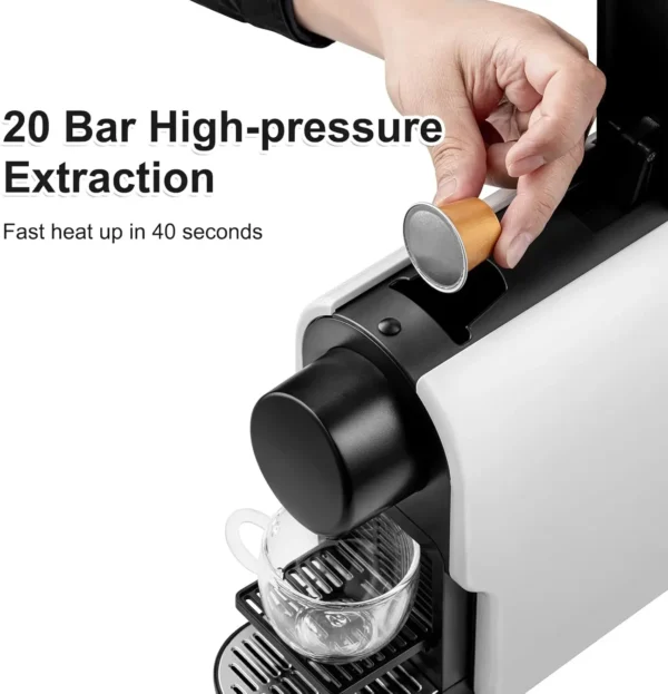 Espresso Machine Compatible for NS Original Line Pods, Compact Capsule Coffee Maker with 20 Bar High Pressure Pump, 22 oz Remova - Image 3