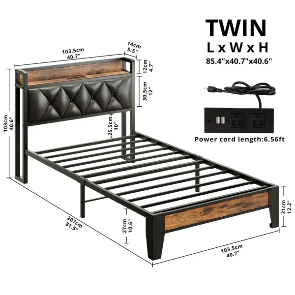 ANCTOR Bed Frames, Twin Queen CaliforniaKing Size Storage Headboard Outlets Easy Install Sturdy Stable, No Noise No Box Springs - Image 6