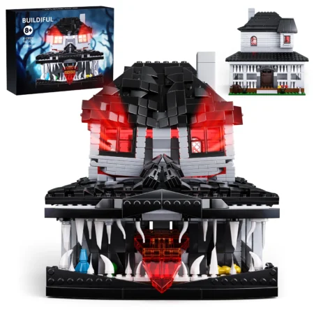 Monster Haunted House Building Blocks Set with Lights Horror Architecture Halloween Decoration Bricks Toys for Kids Adults Gifts