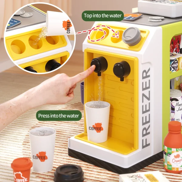 48Pcs Mini Supermarket Cash Register Toy Coffee Machine Cashier With Sound Light Pretend Play Store Simulated Shopping Kid Gifts