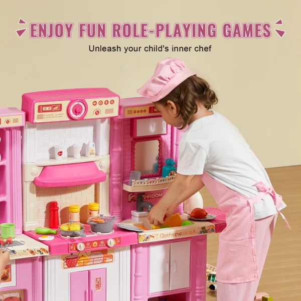 VEVOR Kitchen Cooking Toys for Kids 74 PCS  Chef Playset with Sounds & Lights Ages 3+ Children's Play House Toddlers Kitchenware