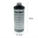 2L Portable Water Bottle with Straw & Time Marker, Large Capacity Plastic Drink Bottle for Outdoor Sports & Fitness