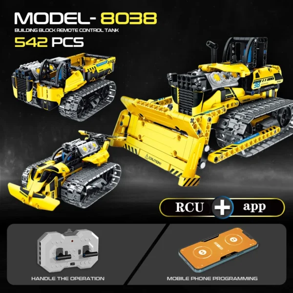 520pcs 3 in 1 City Technical RC Robot Excavator Racing Car Building Blocks Remote Control Bulldozer Truck Bricks Toys For Kids