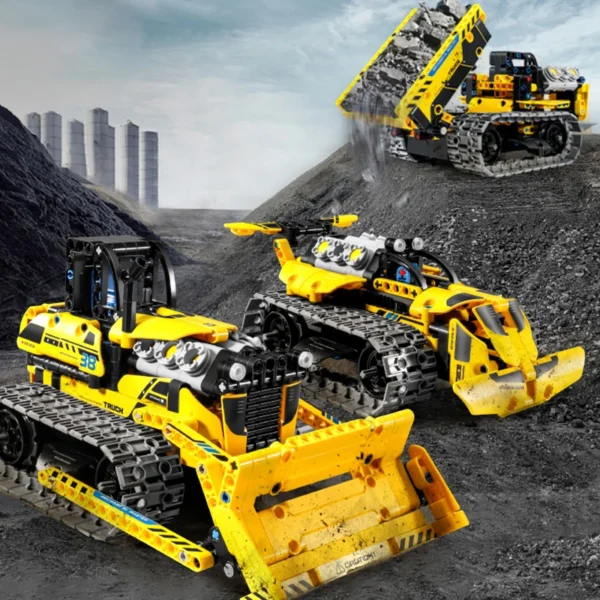 520pcs 3 in 1 City Technical RC Robot Excavator Racing Car Building Blocks Remote Control Bulldozer Truck Bricks Toys For Kids