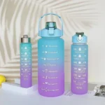 3Pcs Gradient Plastic Cup Set Large Capacity Sports Water Bottle Outdoor Travel Gym Fitness Jugs Student Portable Cup WIth Straw