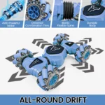 Remote Control Cars with Lights&Quick Hand Control , 2.4GHz 4WD Gesture Sensing, 360° Rotating Double Sided RC Stunt Car Toys