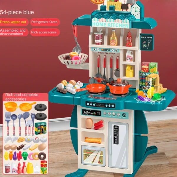 95cm Kidsren's Play House Kitchen Toy Can Drink Water Set for Girls and Babies Cooking Artificial Kitchen Utensils Fruits and Vegetables Dishwashing Thanksgiving Christmas New Year Gift