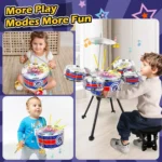 Unisex 3-5 Years Toy Musical Instruments with Stool Drum Sticks, Metal Plastic Blue