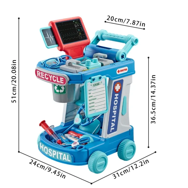 Children's Doctor Toy Simulation Tool Set for Girls with Luggage Rolling Case to Play as Nurse and Give Injections with Stethosc