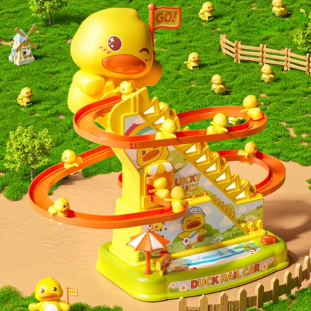 Duck Stairs Climbing Kids Toys Electric Duck Track Slide Toys Gifts Flashing Music Duck Roller Coaster Children Birthday Gifts