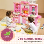 VEVOR Kitchen Cooking Toys for Kids 74 PCS  Chef Playset with Sounds & Lights Ages 3+ Children's Play House Toddlers Kitchenware